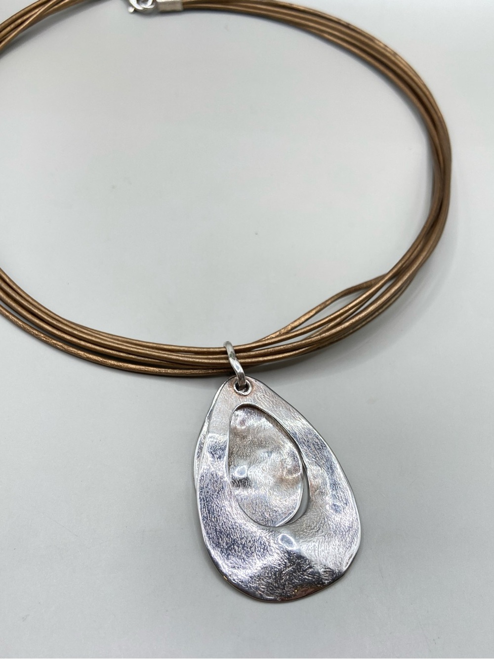 Silpada Bronze Leather and Double Textured Pendant N1802 - Picture 2 of 8